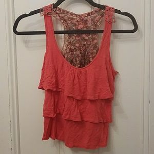 Ruffle lace tank top